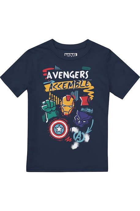 T-shirt coton avengers trio Bleu marine 1 - vertbaudet enfant 