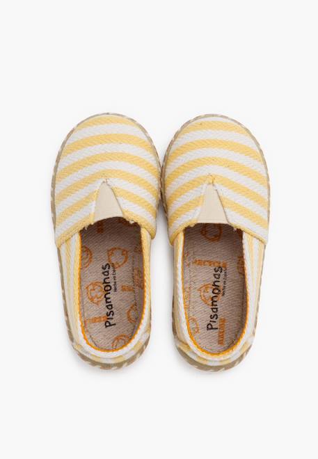 Espadrilles rayures style camping bande élastique Bleu+Écru+Jaune 17 - vertbaudet enfant 