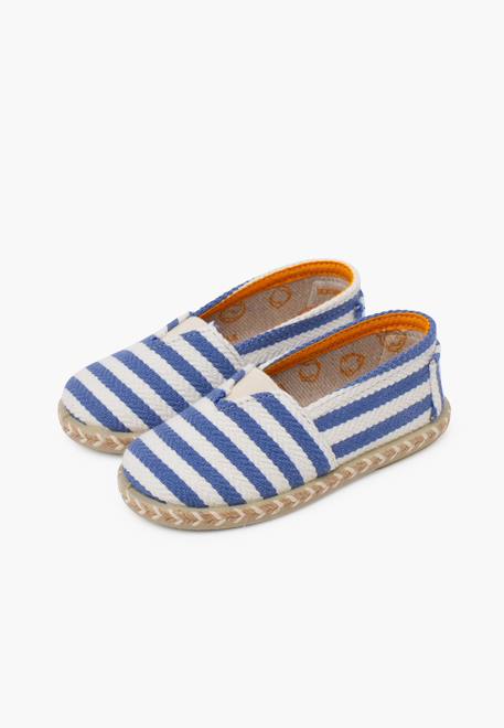 Espadrilles rayures style camping bande élastique Bleu+Vert 4 - vertbaudet enfant 