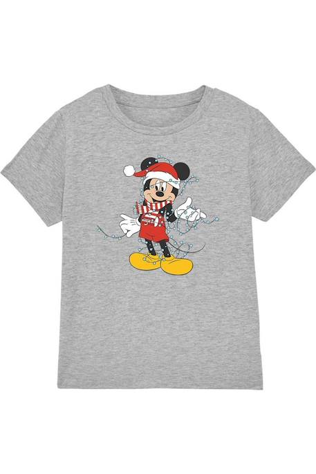 T-shirt motifs mickey mouse et lumières de noël coton disney Gris chiné 1 - vertbaudet enfant 