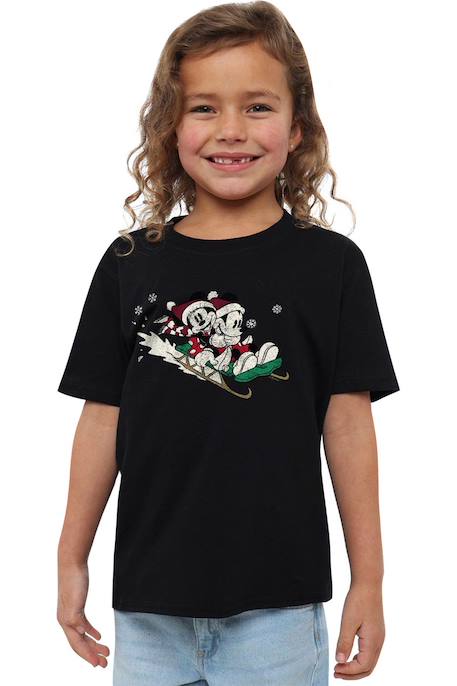 T-shirt Noel mickey & minnie mouse coton disney Noir 4 - vertbaudet enfant 