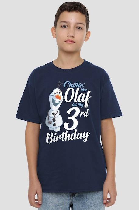 T-shirt olaf coton la reine des neiges chillin like olaf Bleu marine 4 - vertbaudet enfant 