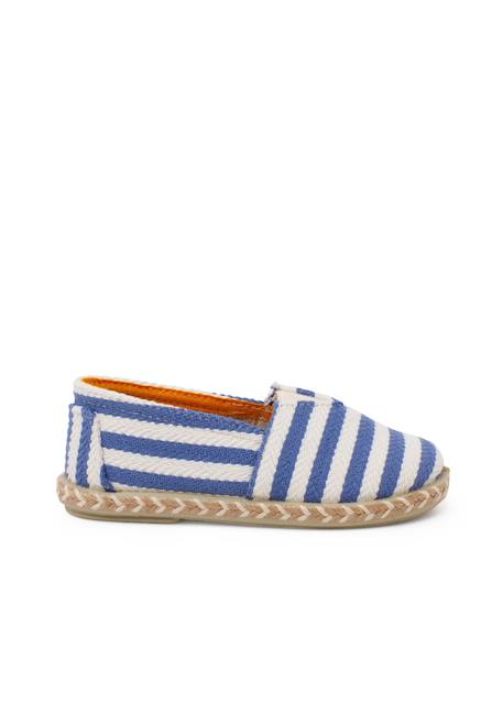 Espadrilles rayures style camping bande élastique Bleu+Vert 1 - vertbaudet enfant 