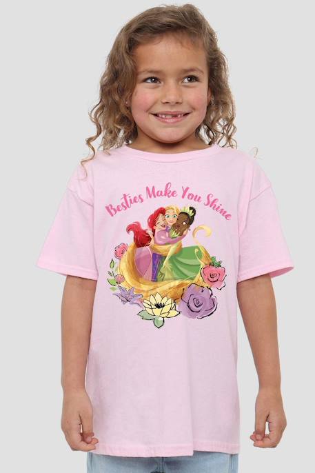 T-shirt motifs ariel, raiponce et tiana coton disney besties shine Rose 4 - vertbaudet enfant 