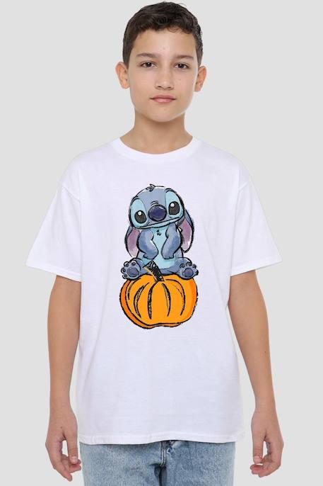 T-shirt motif citrouille et croquis coton Blanc 3 - vertbaudet enfant 