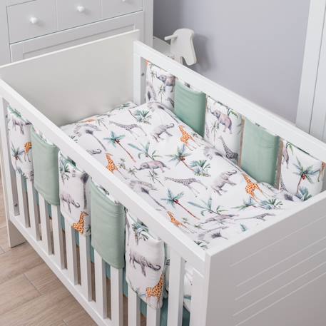 Tour de lit modulable et réversible safari Safari, vert, gris, blanc 2 - vertbaudet enfant 