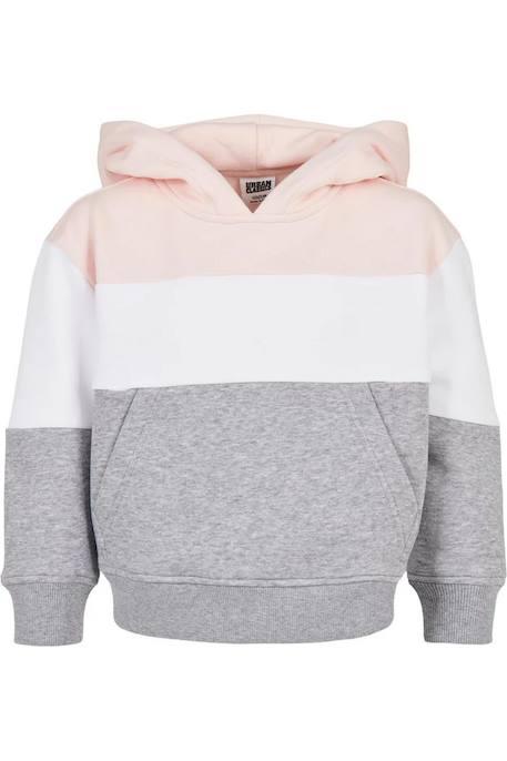 Sweat à capuche coton Rose clair / blanc / gris 1 - vertbaudet enfant 