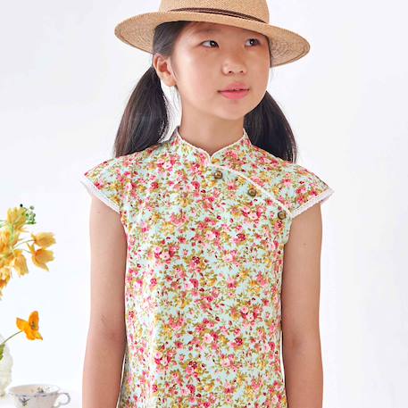 Robe liberty annam Vert d'eau rouge 2 - vertbaudet enfant 