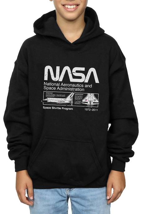 Sweat à capuche coton nasa Blanc+Noir 9 - vertbaudet enfant 