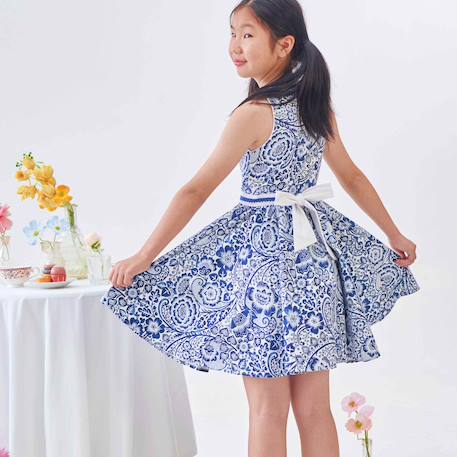Robe demoiselle d'honneur  fleurie    hepburn Blanc bleu marine 2 - vertbaudet enfant 
