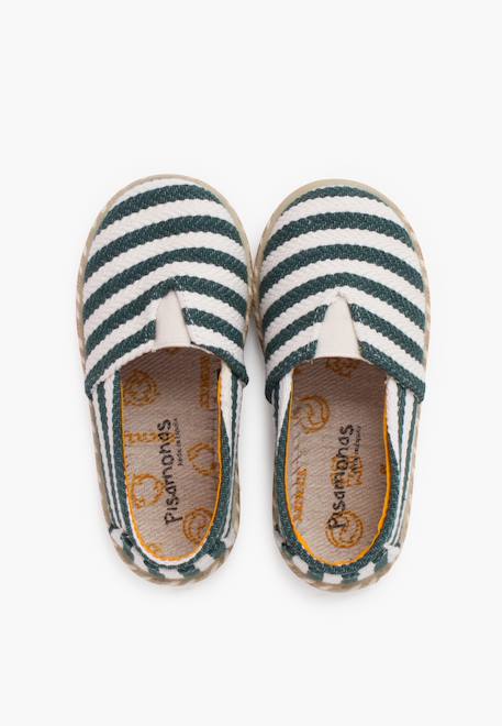 Espadrilles rayures style camping bande élastique Bleu+Vert 11 - vertbaudet enfant 