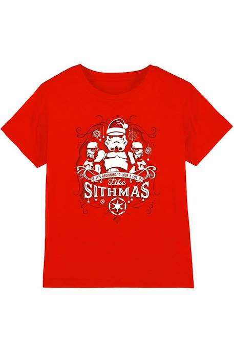 T-shirt de noël coton star wars beginning to look a lot like sithmus Rouge 1 - vertbaudet enfant 