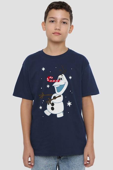 T-shirt olaf coton la reine des neiges Bleu marine 3 - vertbaudet enfant 