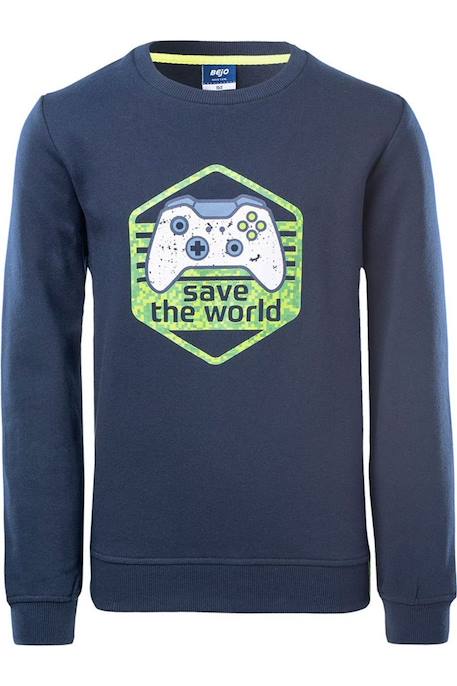 Sweat motif/style manette coton yakko Saphir foncé 1 - vertbaudet enfant 