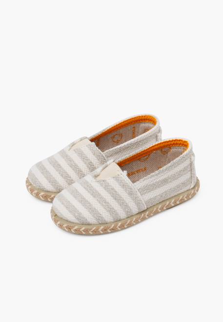 Espadrilles rayures style camping bande élastique Bleu+Écru+Vert 10 - vertbaudet enfant 
