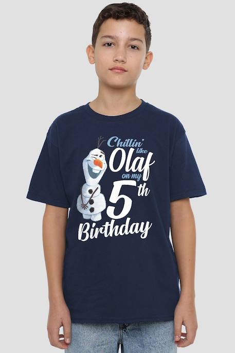 T-shirt olaf coton la reine des neiges chillin like olaf Bleu marine 4 - vertbaudet enfant 