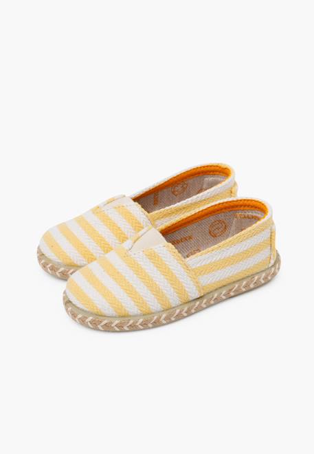 Espadrilles rayures style camping bande élastique Bleu+Écru+Jaune 16 - vertbaudet enfant 