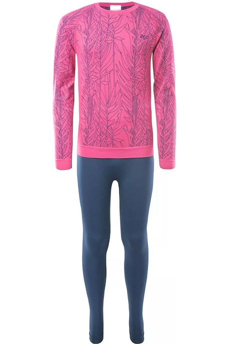 Ensemble sous-vêtements thermiques fille grar ii Bleu foncé / chèvrefeuille+Framboise 1 - vertbaudet enfant 