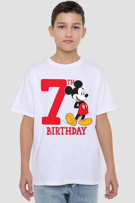 T-shirt 7ème anniversaire motif mickey mouse coton disney Blanc 4 - vertbaudet enfant 
