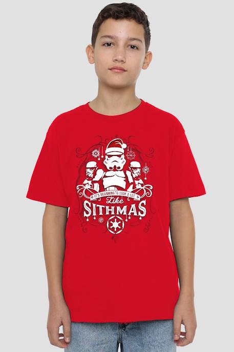 T-shirt de noël coton star wars beginning to look a lot like sithmus Rouge 3 - vertbaudet enfant 