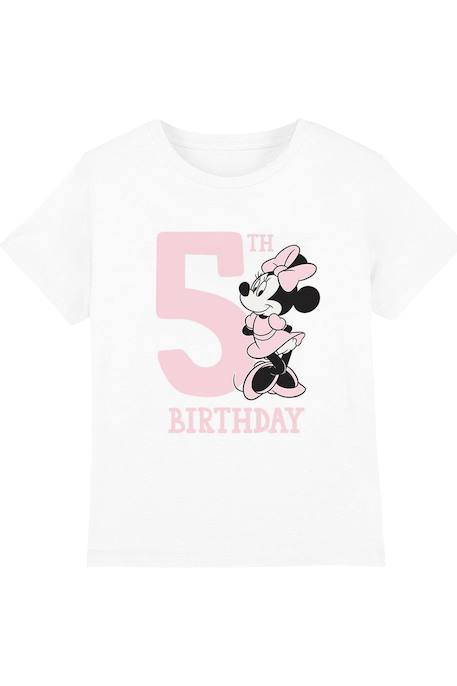 T-shirt 5ème anniversaire motif minnie mouse coton disney Blanc 1 - vertbaudet enfant 