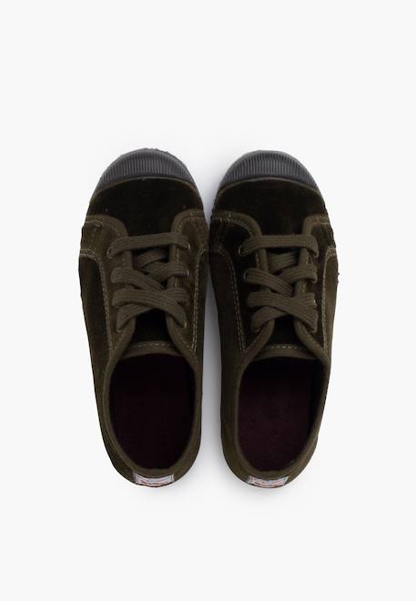 Baskets enfants en velours avec lacets Bleu marine+Kaki+Marron+Noir+Rose+Vert 11 - vertbaudet enfant 