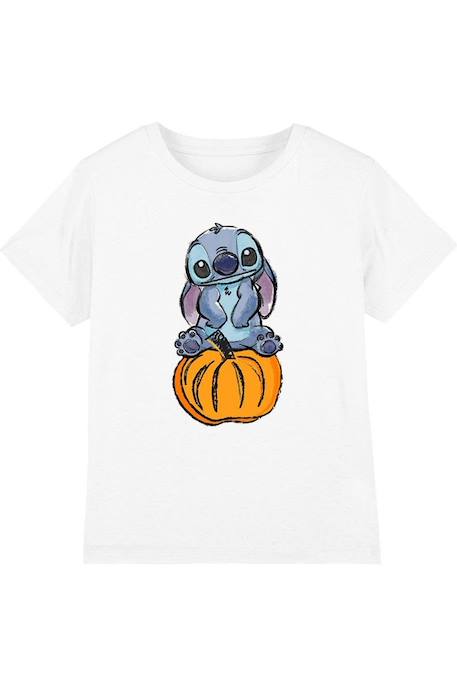 Fille-T-shirt motif citrouille et croquis coton