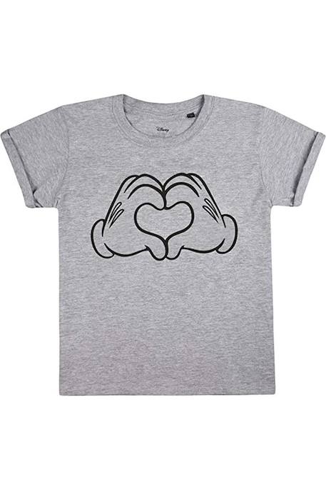 T-shirt style mickey mouse coton disney love hands Gris chiné 1 - vertbaudet enfant 
