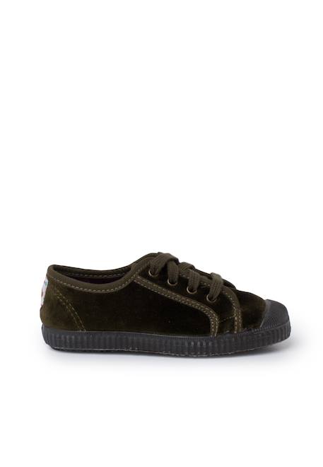 Baskets enfants en velours avec lacets Bleu marine+Kaki+Marron+Noir+Rose+Vert 7 - vertbaudet enfant 