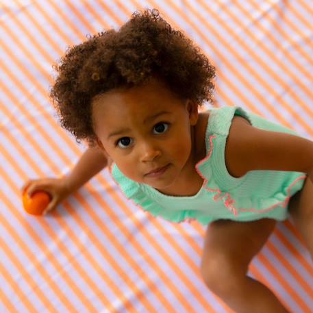 Serviette de plage 2 en 1 circuit lavande (140 x 70 cm) Violet, blanc, orange 6 - vertbaudet enfant 