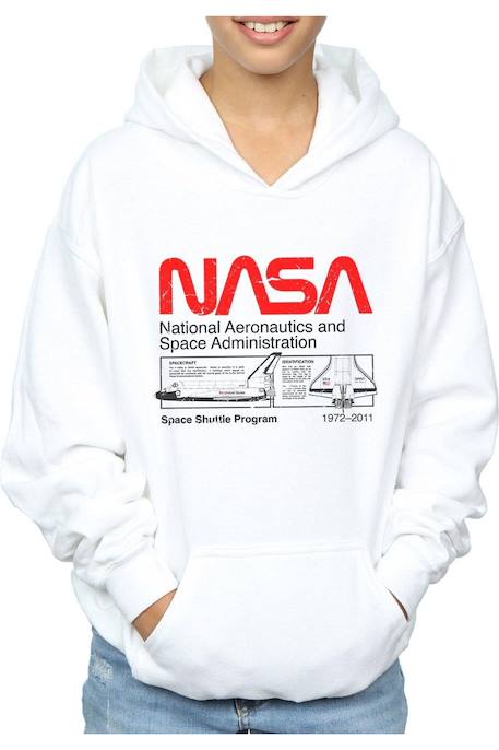 Sweat à capuche coton nasa Blanc+Noir 4 - vertbaudet enfant 