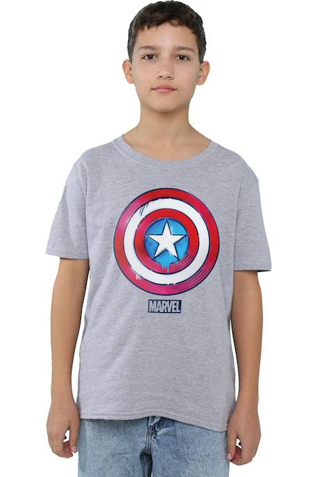 T-shirt motif bouclier dégoulinant coton Gris chiné 3 - vertbaudet enfant 