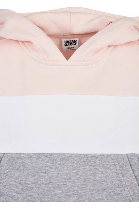 Sweat à capuche coton Rose clair / blanc / gris 4 - vertbaudet enfant 