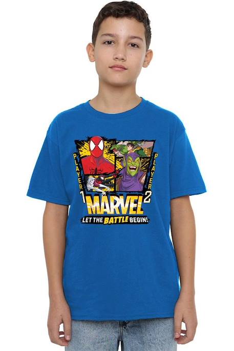 T-shirt coton let the battle begin Bleu roi 4 - vertbaudet enfant 