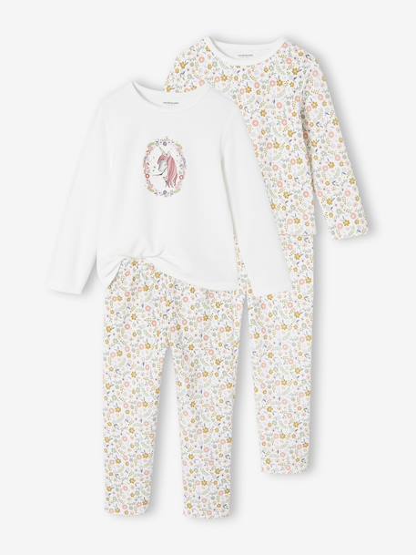 Lot de 2 pyjamas fille velours licorne écru 1 - vertbaudet enfant 
