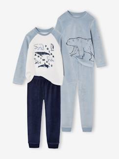 -Lot 2 pyjamas garçon velours animaux polaires 