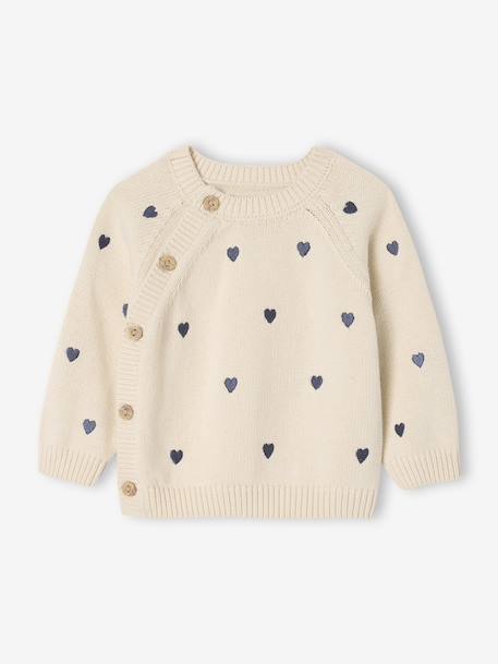 Pull naissance avec petits c½urs brodés écru 1 - vertbaudet enfant 
