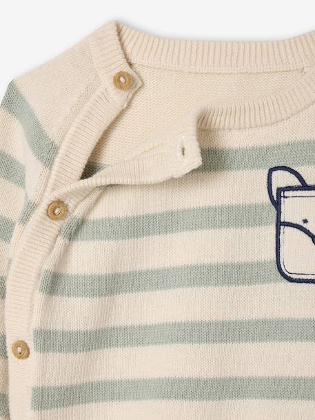 Pull rayé naissance en tricot avec poche fantaisie beige chiné 3 - vertbaudet enfant 