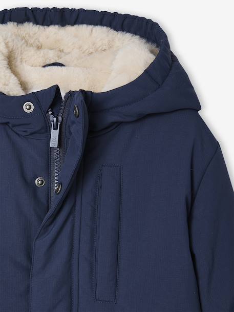 Parka à capuche doublure sherpa garçon bronze+marine 15 - vertbaudet enfant 