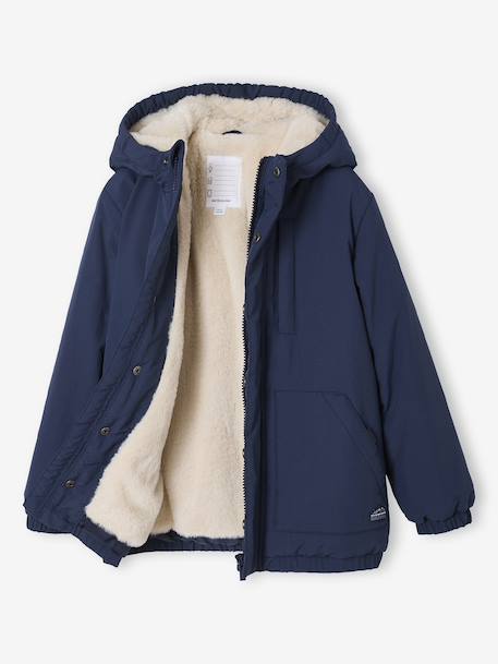 Parka à capuche doublure sherpa garçon bronze+marine 11 - vertbaudet enfant 