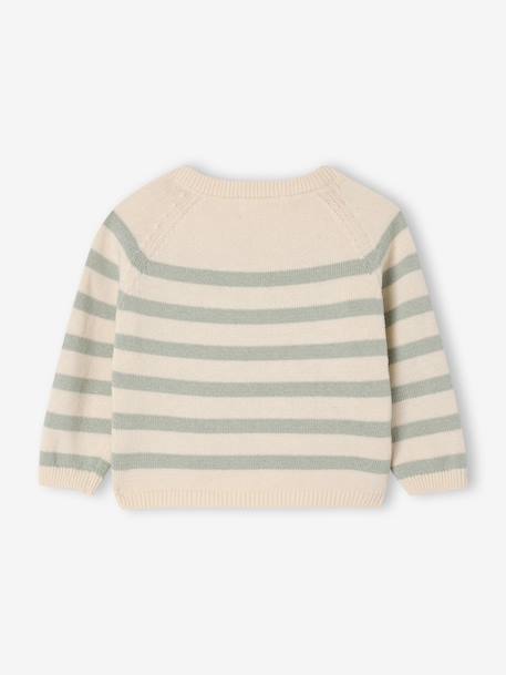 Pull rayé naissance en tricot avec poche fantaisie beige chiné 2 - vertbaudet enfant 