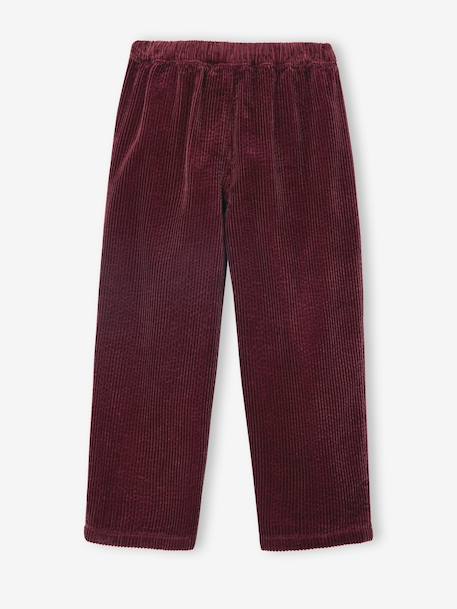 Pantalon fille velours forme loose bordeaux+Léopard+vieux rose 2 - vertbaudet enfant 