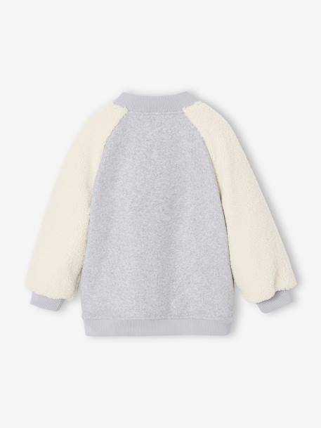Veste fille bombers bi-matière drap de laine manches sherpa gris chiné 3 - vertbaudet enfant 