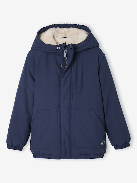 Parka à capuche doublure sherpa garçon bronze+marine 10 - vertbaudet enfant 