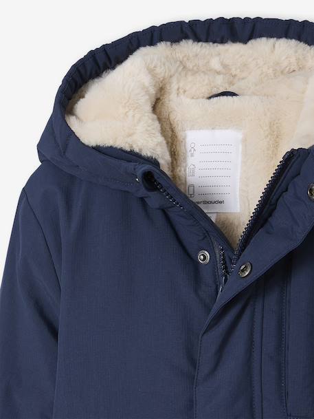 Parka à capuche doublure sherpa garçon bronze+marine 13 - vertbaudet enfant 