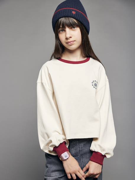 Tee-shirt cropped fille motif dos écru 1 - vertbaudet enfant 