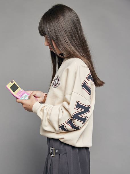 Sweat University fille lettres glitter au dos écru 2 - vertbaudet enfant 