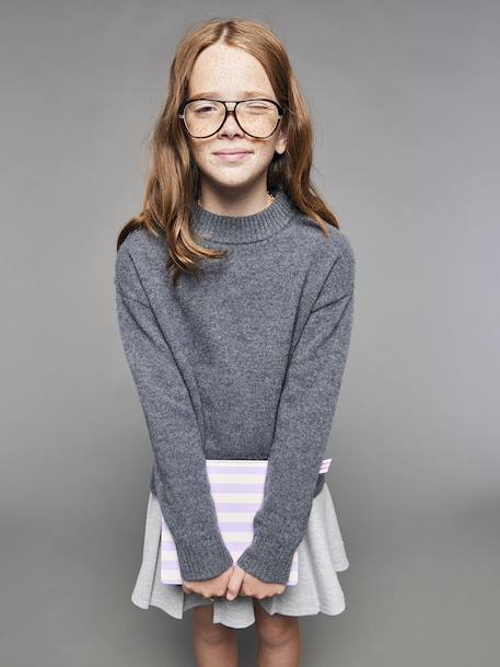 Pull mélange cachemire fille gris 1 - vertbaudet enfant 