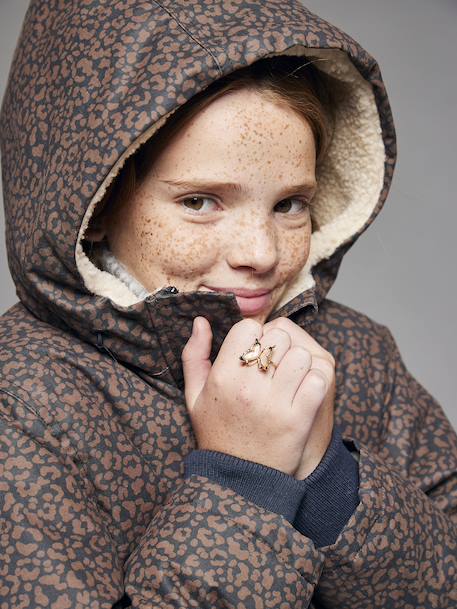 Parka fille léopard doublée sherpa marine 3 - vertbaudet enfant 