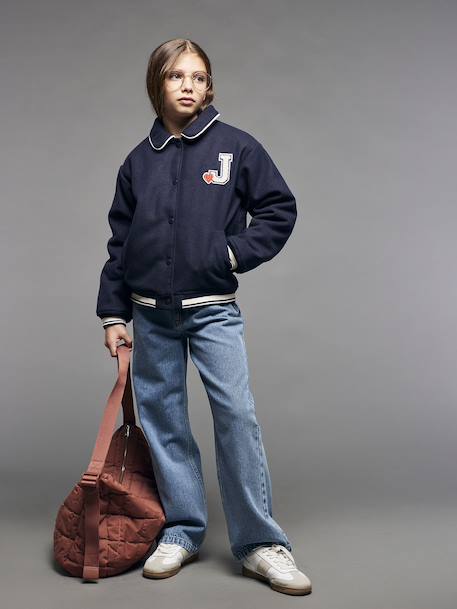 Jean droit fille bleu moyen+denim gris 2 - vertbaudet enfant 